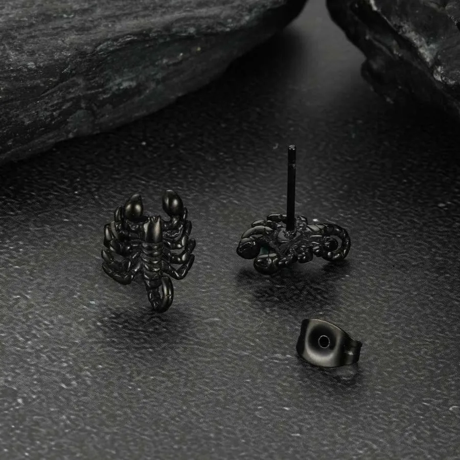 Gothic Edgy Scorpion Stud Earrings For Men Women