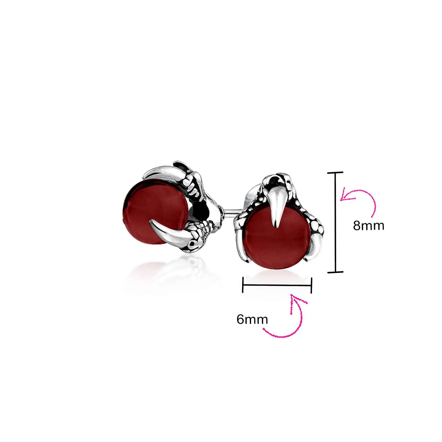 Gothic Punk Rocker Dragon Claw Stud Earrings Aqua Blue Ball for Men Silver Tone