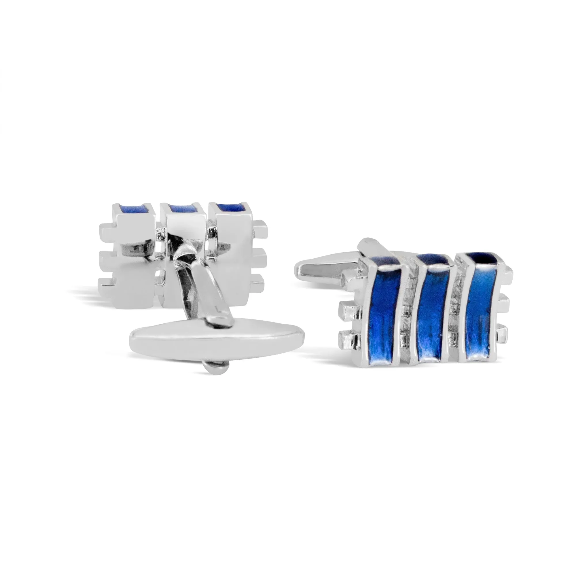 Grill and Bar Cufflinks in Blue Enamel  (Online Exclusive)