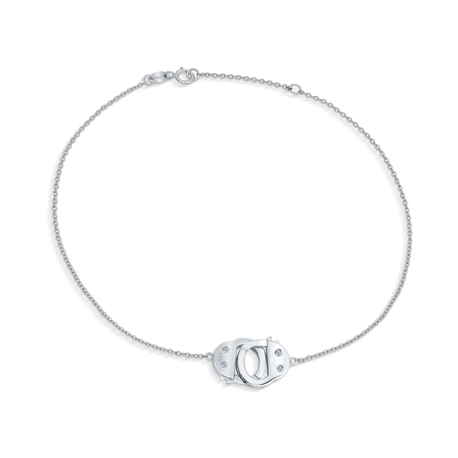 Handcuff Interlocking Anklet Ankle Bracelet Sterling Silver 9-10 Inch