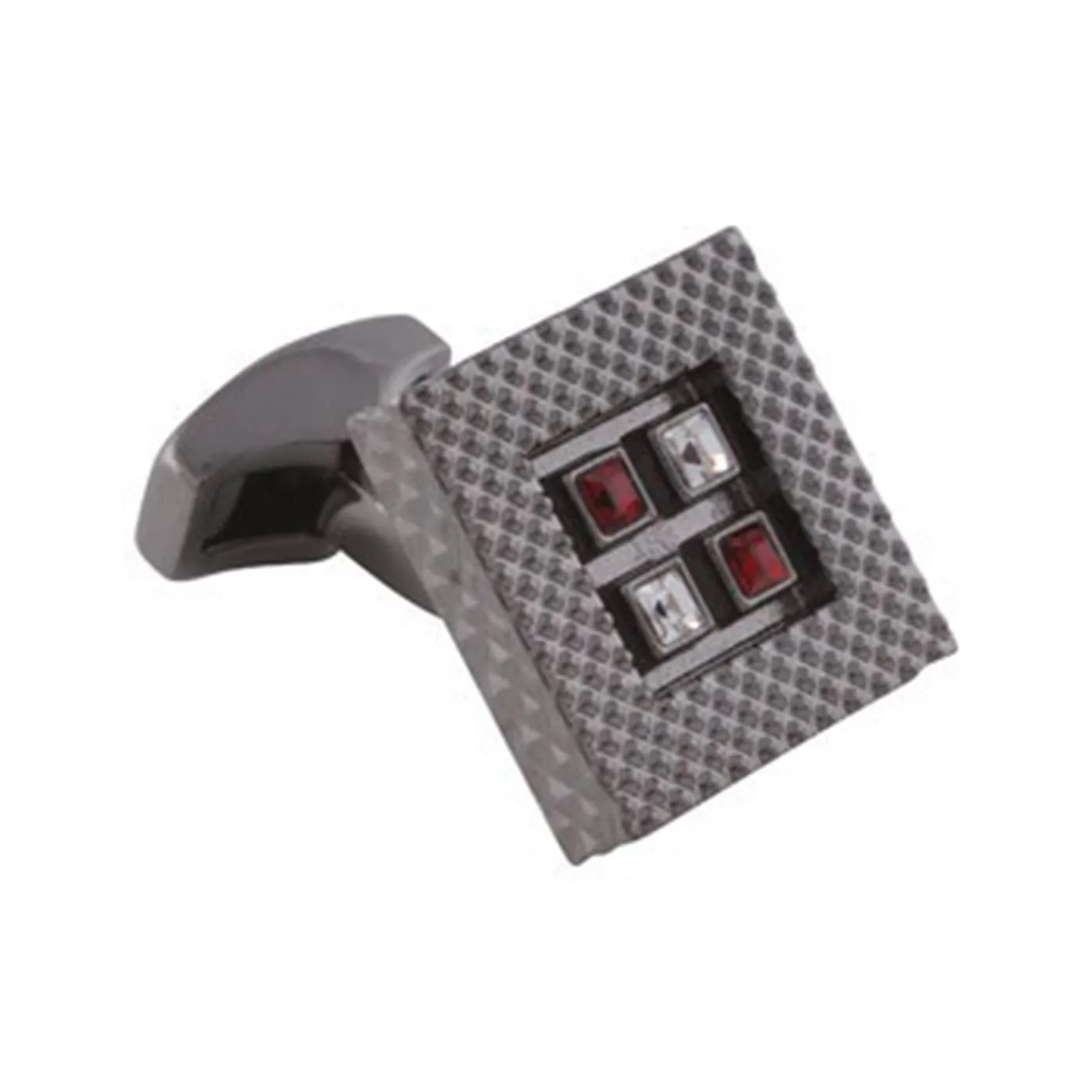 Indian Red and Clear Swarovski Gunmetal Cufflinks