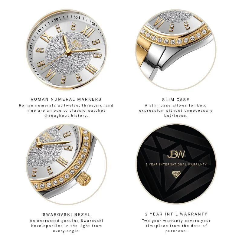 JBW Women's Mondrian 34 Watch 0.08 ctw Diamond - Stainless Steel - Silver And Gold - J6388