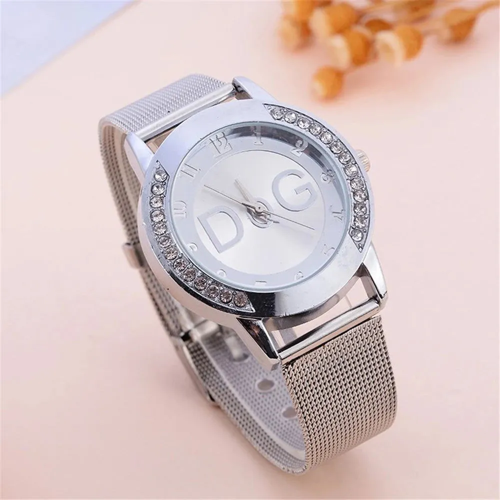 Luxury Brand Women's watches With Diamonds Simple Digital Design Ladies' Quartz Watch Casual Gold Mesh Belt Women Clock Strap
