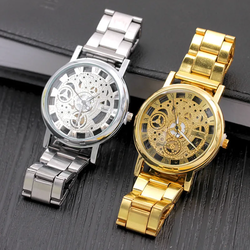 Luxury Hollow Design Steel Watches Quartz Wrist watch