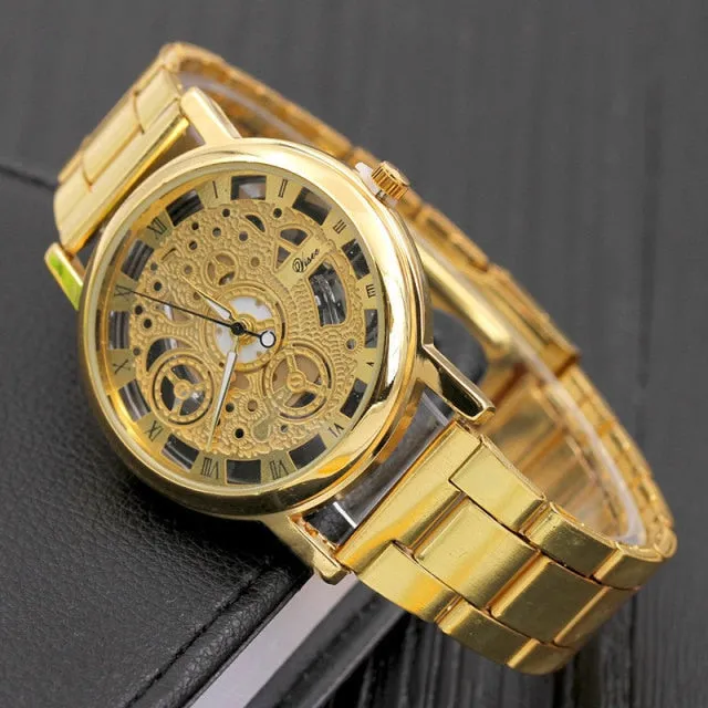 Luxury Hollow Design Steel Watches Quartz Wrist watch
