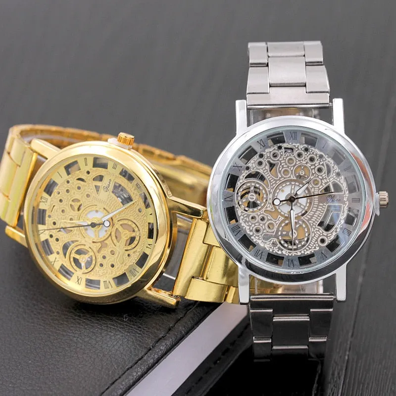 Luxury Hollow Design Steel Watches Quartz Wrist watch