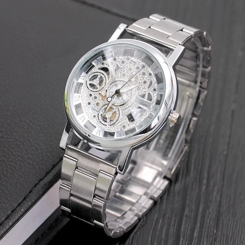 Luxury Hollow Design Steel Watches Quartz Wrist watch