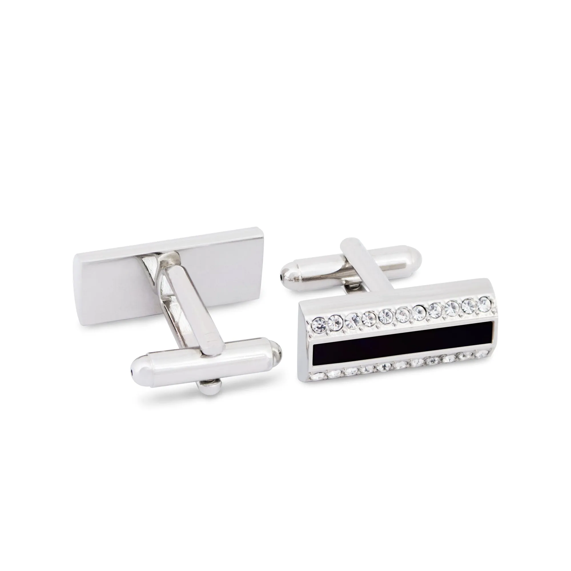 MarZthomson Black Insert Rectangle Cufflinks  (Online Exclusive)