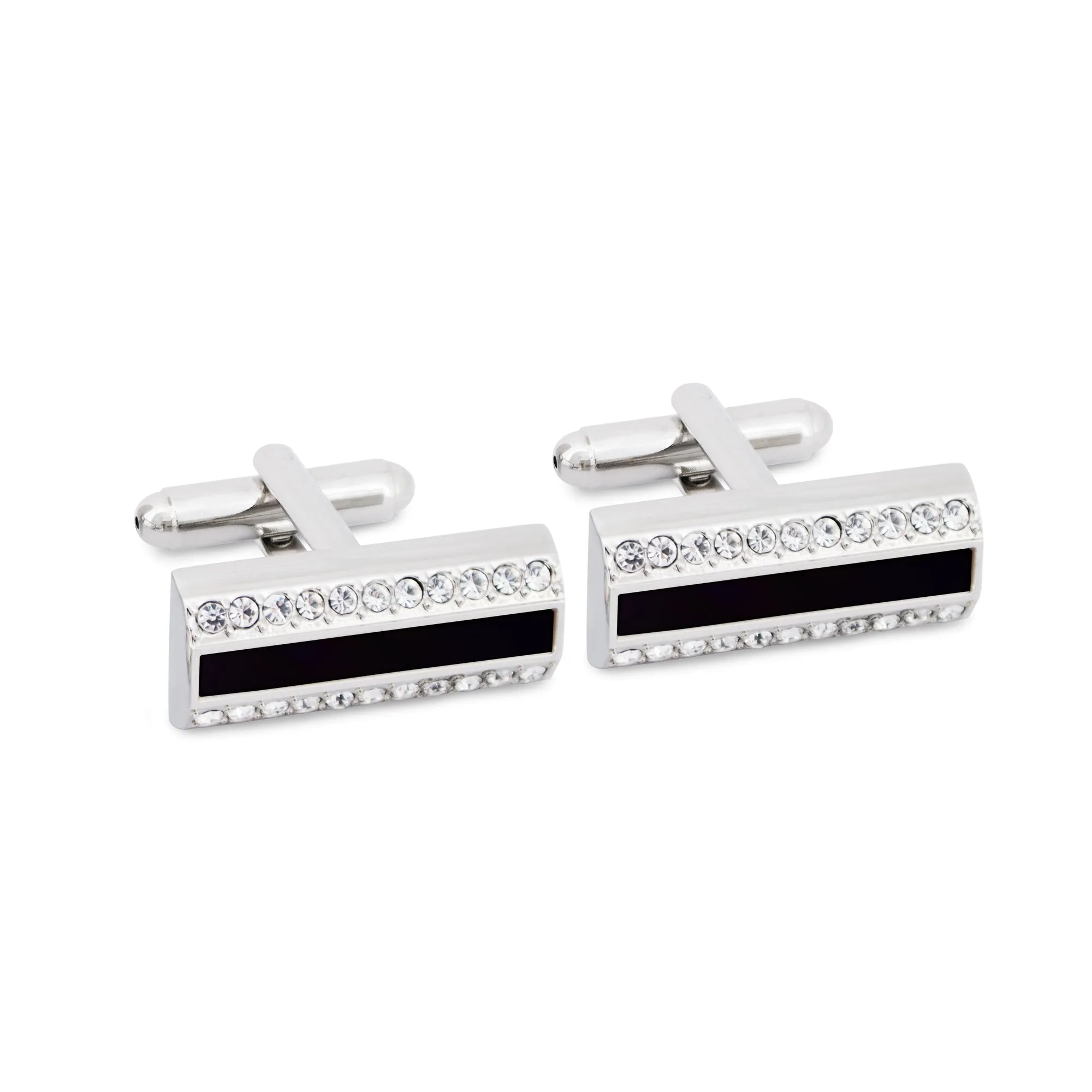 MarZthomson Black Insert Rectangle Cufflinks  (Online Exclusive)