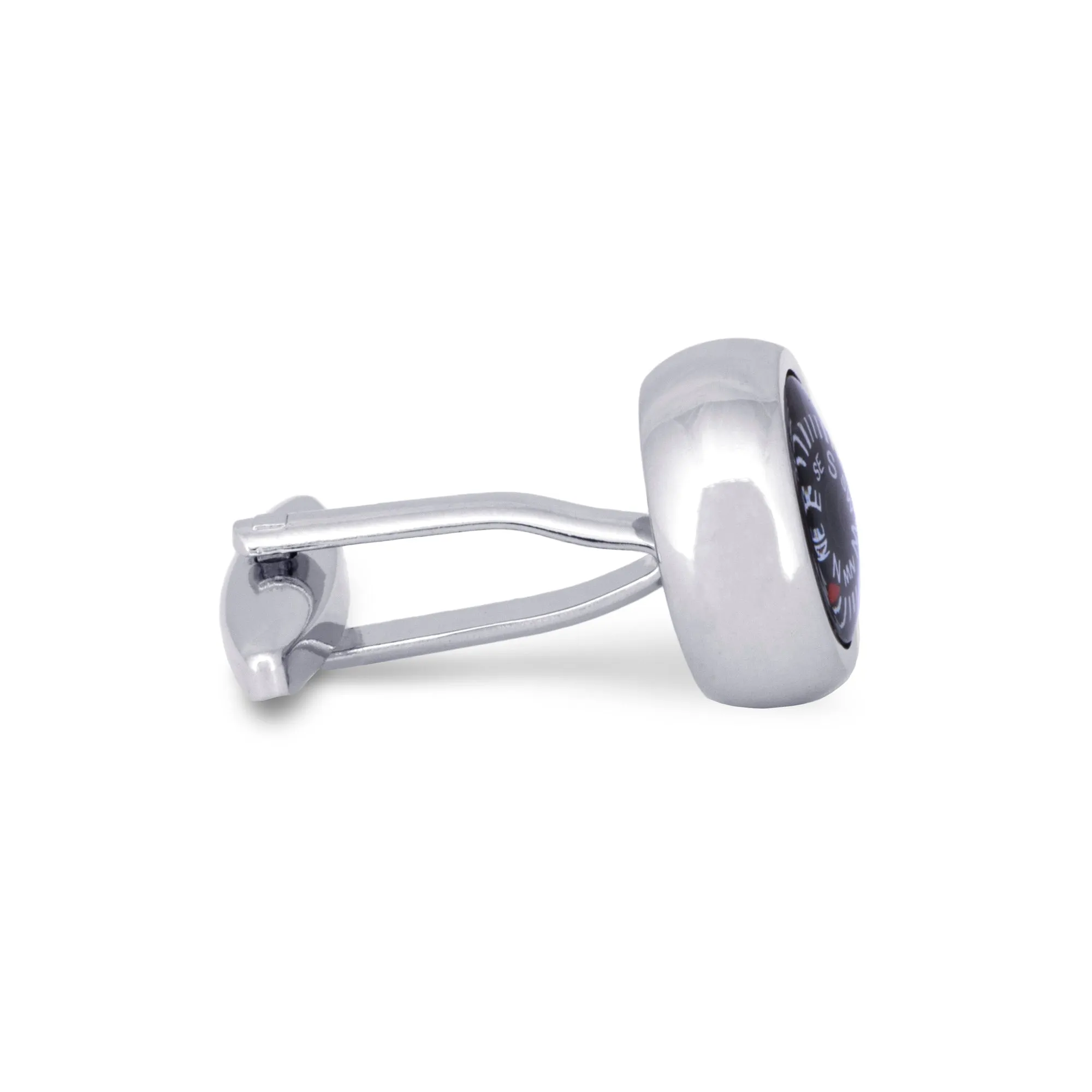 MarZthomson Compass Cufflinks White word Black base (Online Exclusive)