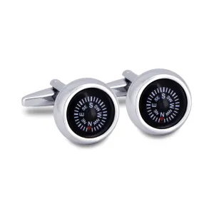 MarZthomson Compass Cufflinks White word Black base (Online Exclusive)