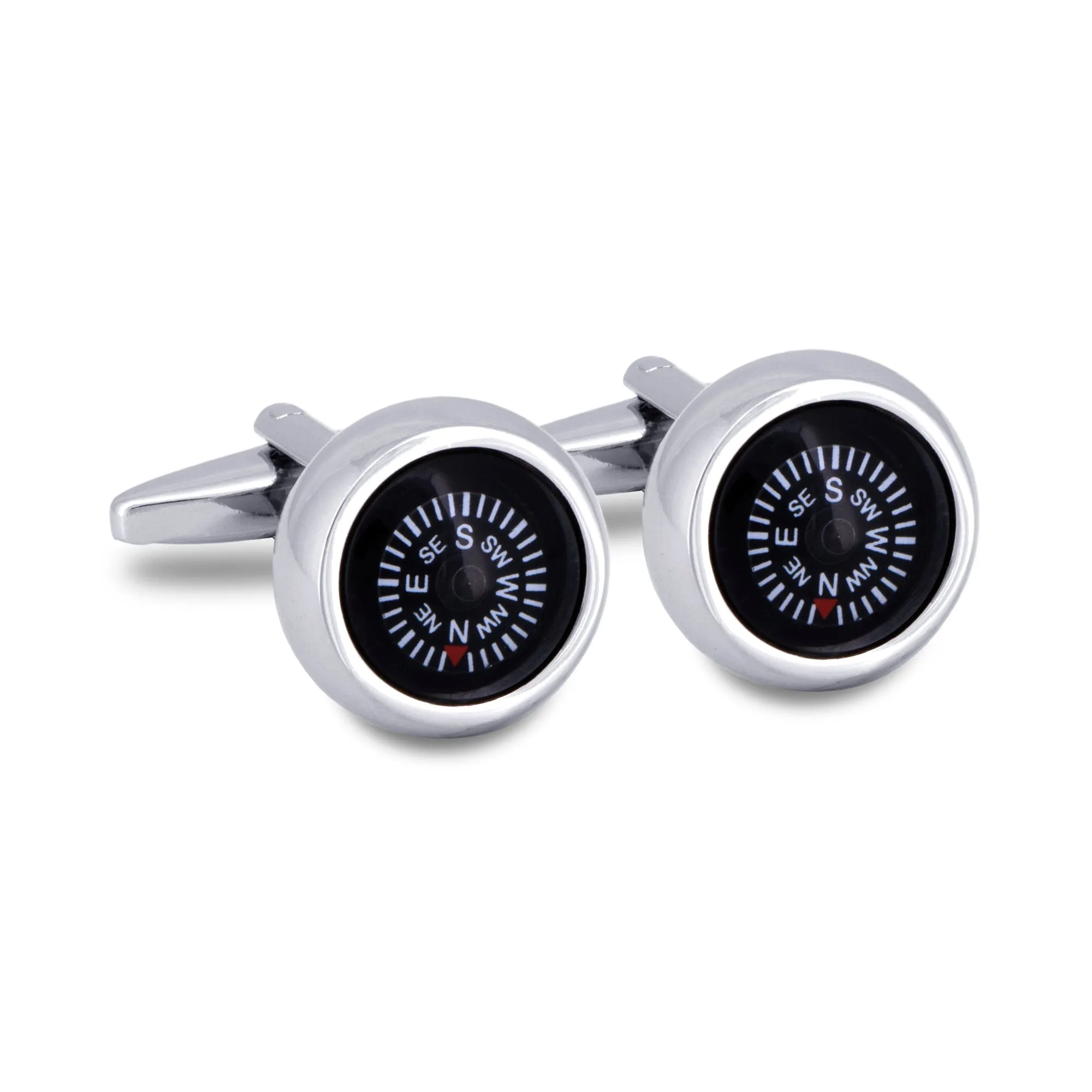 MarZthomson Compass Cufflinks White word Black base (Online Exclusive)