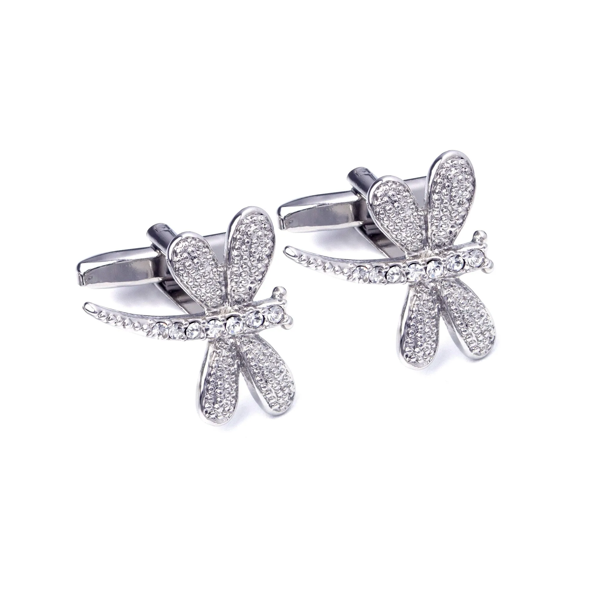 MarZthomson Dragonfly Cufflinks with Clear Crystals (Online Exclusive)
