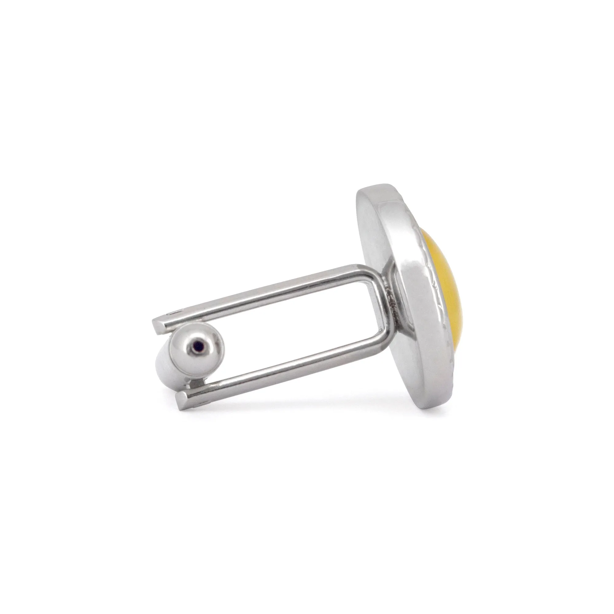 MarZthomson Faceted Round Bezel with Fibre Optic Glass Cufflink in Yellow (Online Exclusive)