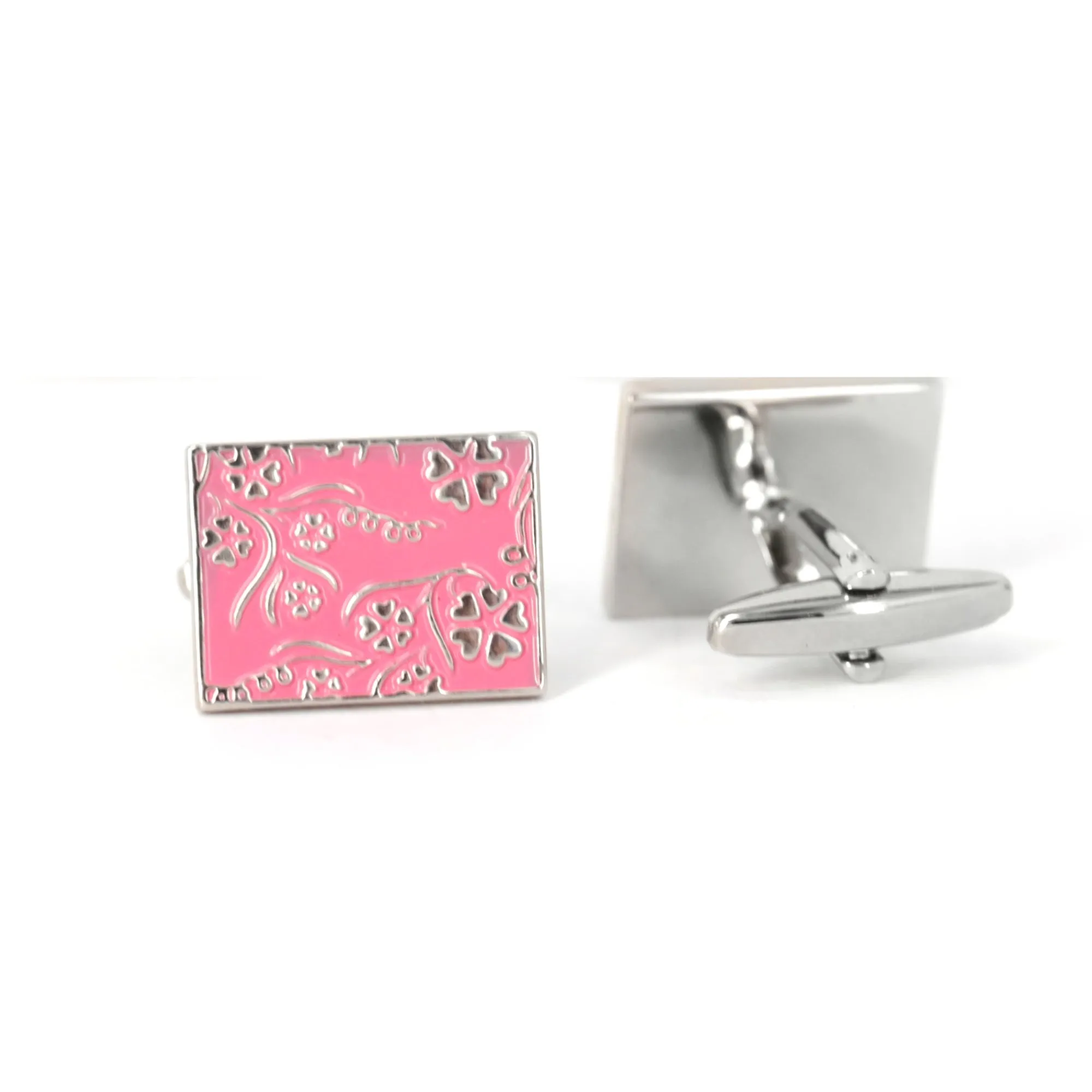 MarzthomsonRectangle Florist Design - Pink cufflinks (Online Exclusive)
