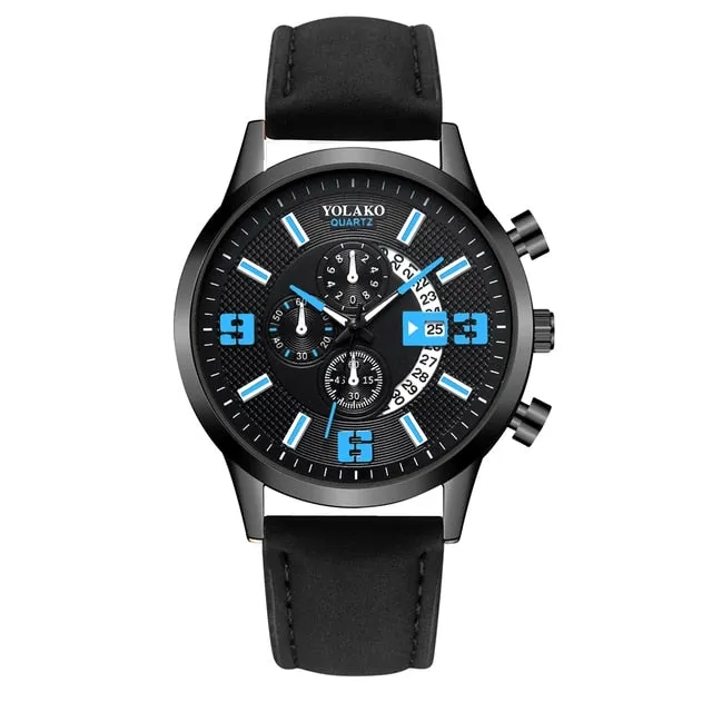 Men Luxury Stainless Steel Watch Quartz Business Calendar Wristwatch