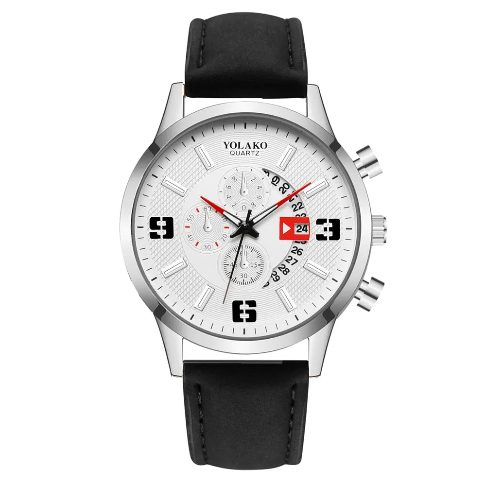 Men Luxury Stainless Steel Watch Quartz Business Calendar Wristwatch