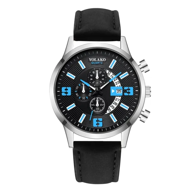 Men Luxury Stainless Steel Watch Quartz Business Calendar Wristwatch