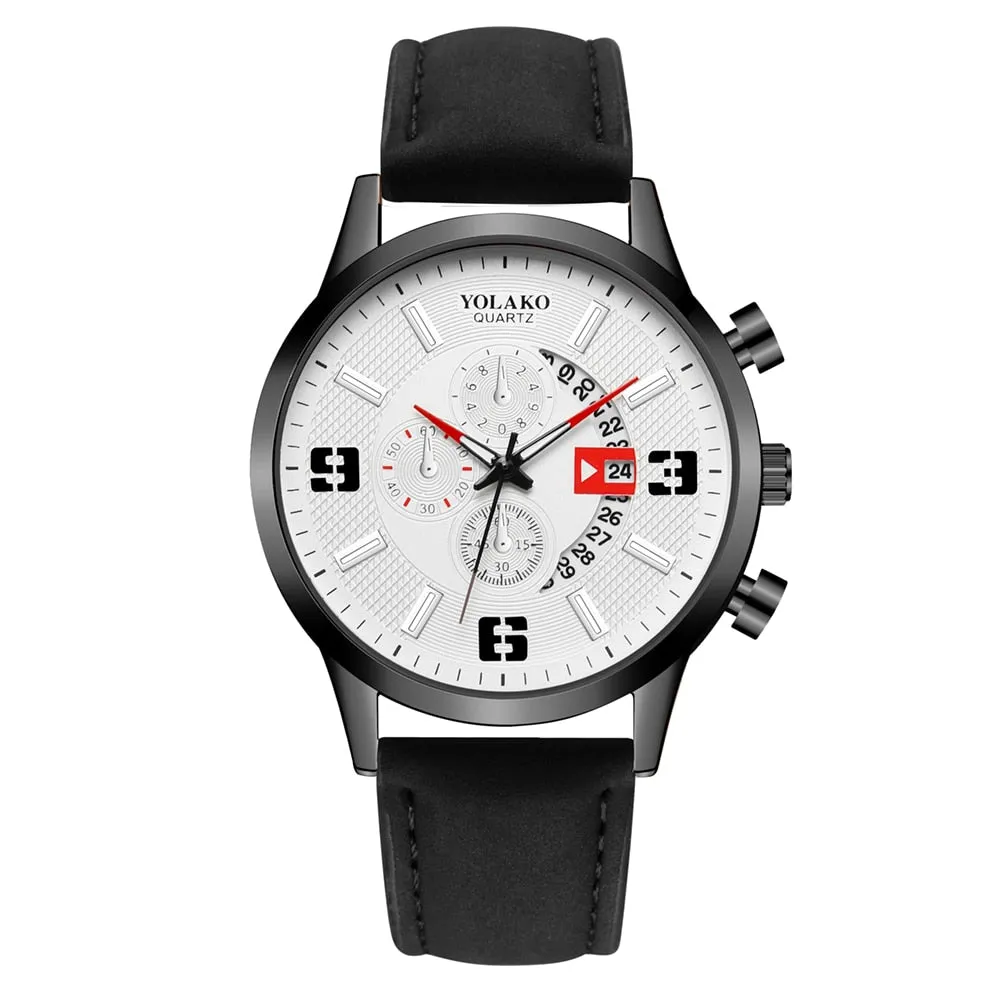 Men Luxury Stainless Steel Watch Quartz Business Calendar Wristwatch