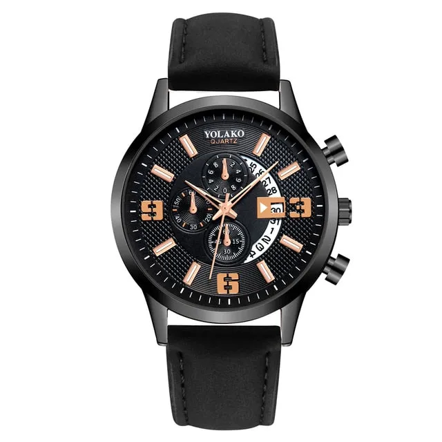 Men Luxury Stainless Steel Watch Quartz Business Calendar Wristwatch