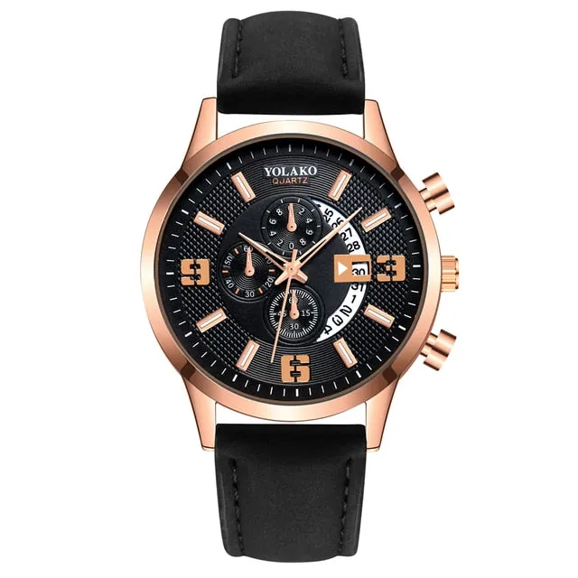 Men Luxury Stainless Steel Watch Quartz Business Calendar Wristwatch