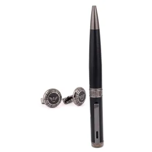 Men's Empo Logo  Designed Black  Cuflinks With Customized Pen