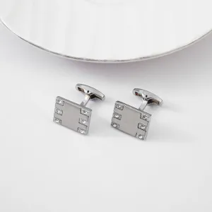 Men's Silver Square Stylish Cufflinks Set