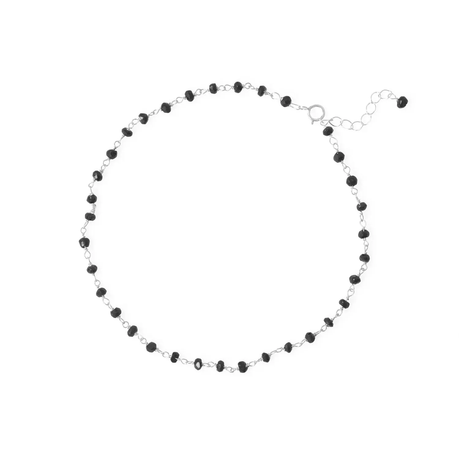 Midnight Magic! 9.5"   1" Black Spinel Bead Anklet