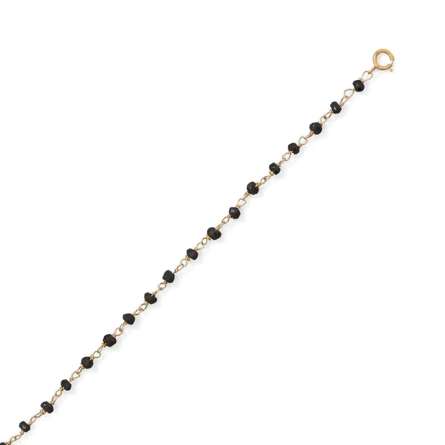 Midnight Sparkle! 9.5"   1" 14 Karat Gold Plated Black Spinel Anklet