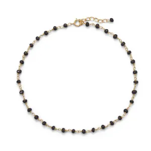 Midnight Sparkle! 9.5"   1" 14 Karat Gold Plated Black Spinel Anklet