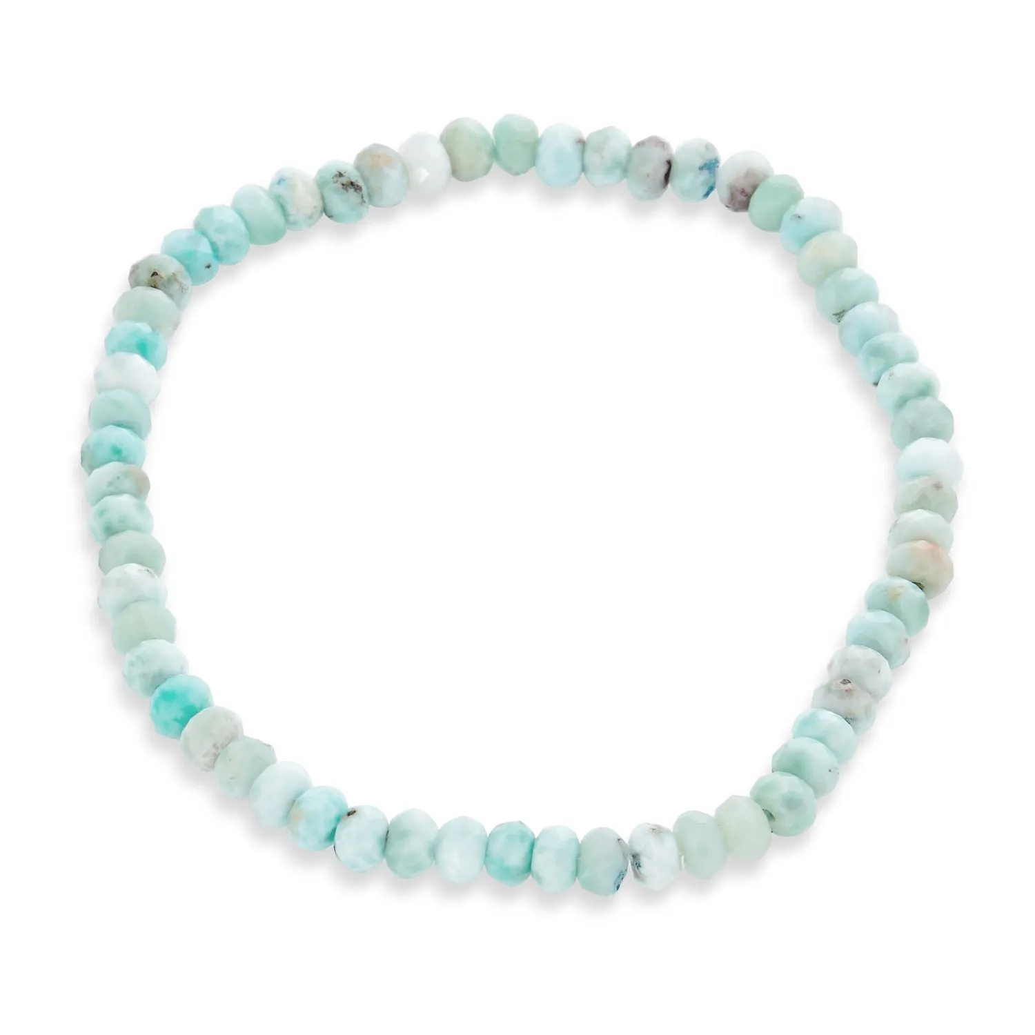 Mini Dainty Larimar Gemstone Bead Stackable Stretch Bracelet