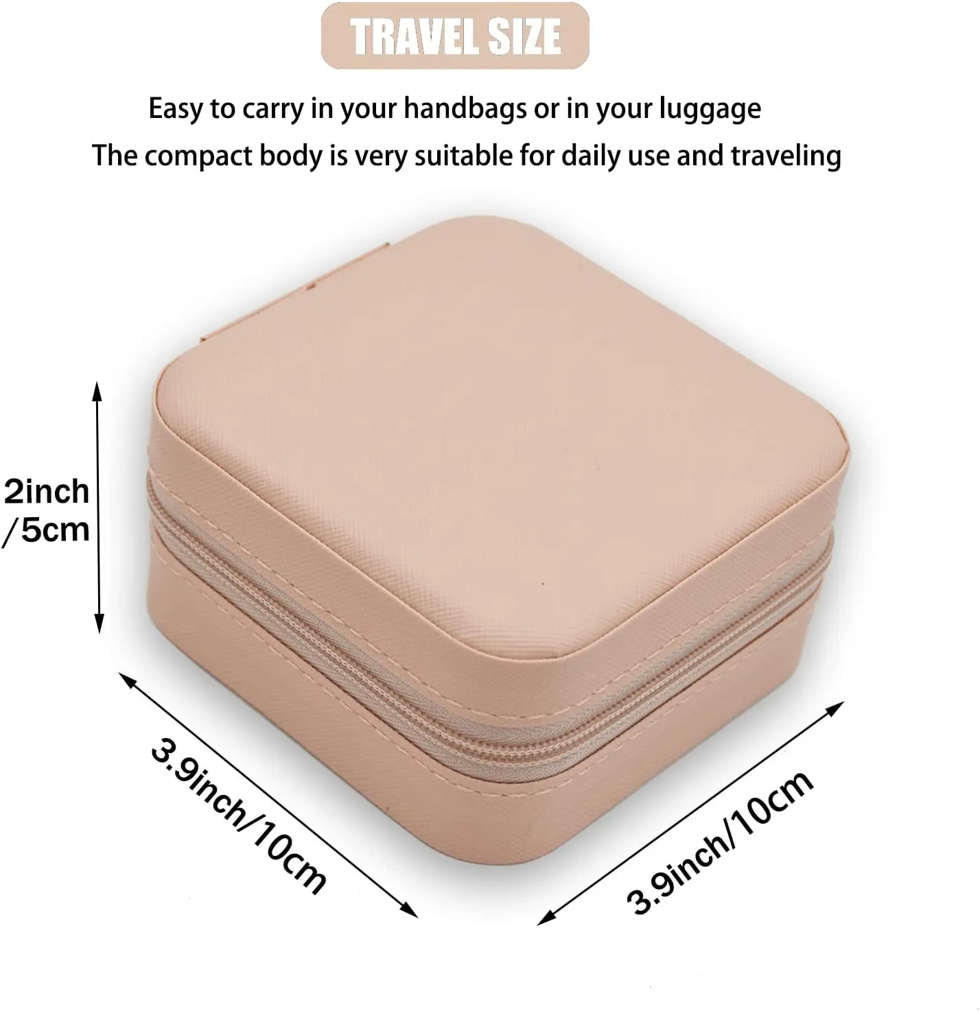 MODENGKONGJIAN Mini Jewelry Travel Case, PU Leather Organizer Box, Small Portable Jewellery Storage Holder for Womens Rings Earrings Necklaces Bracelets (Pink)