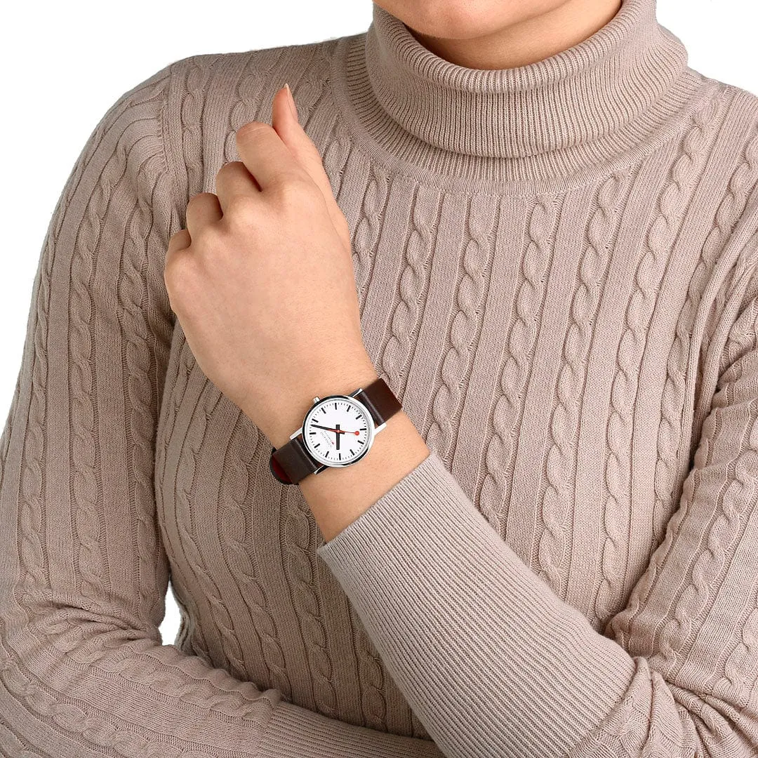 Mondaine Classic 30mm Brown Vegan Leather Watch A658.30323.11SBGV