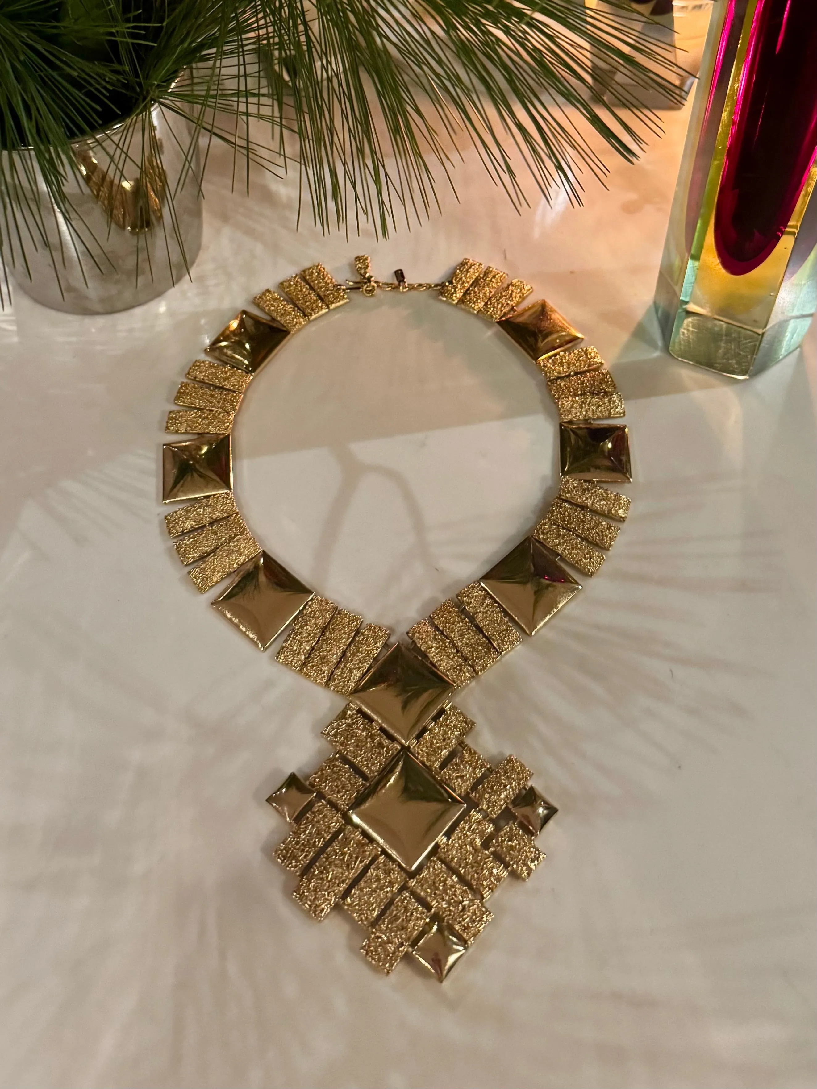 Monet, signed 60s gold articulated necklace