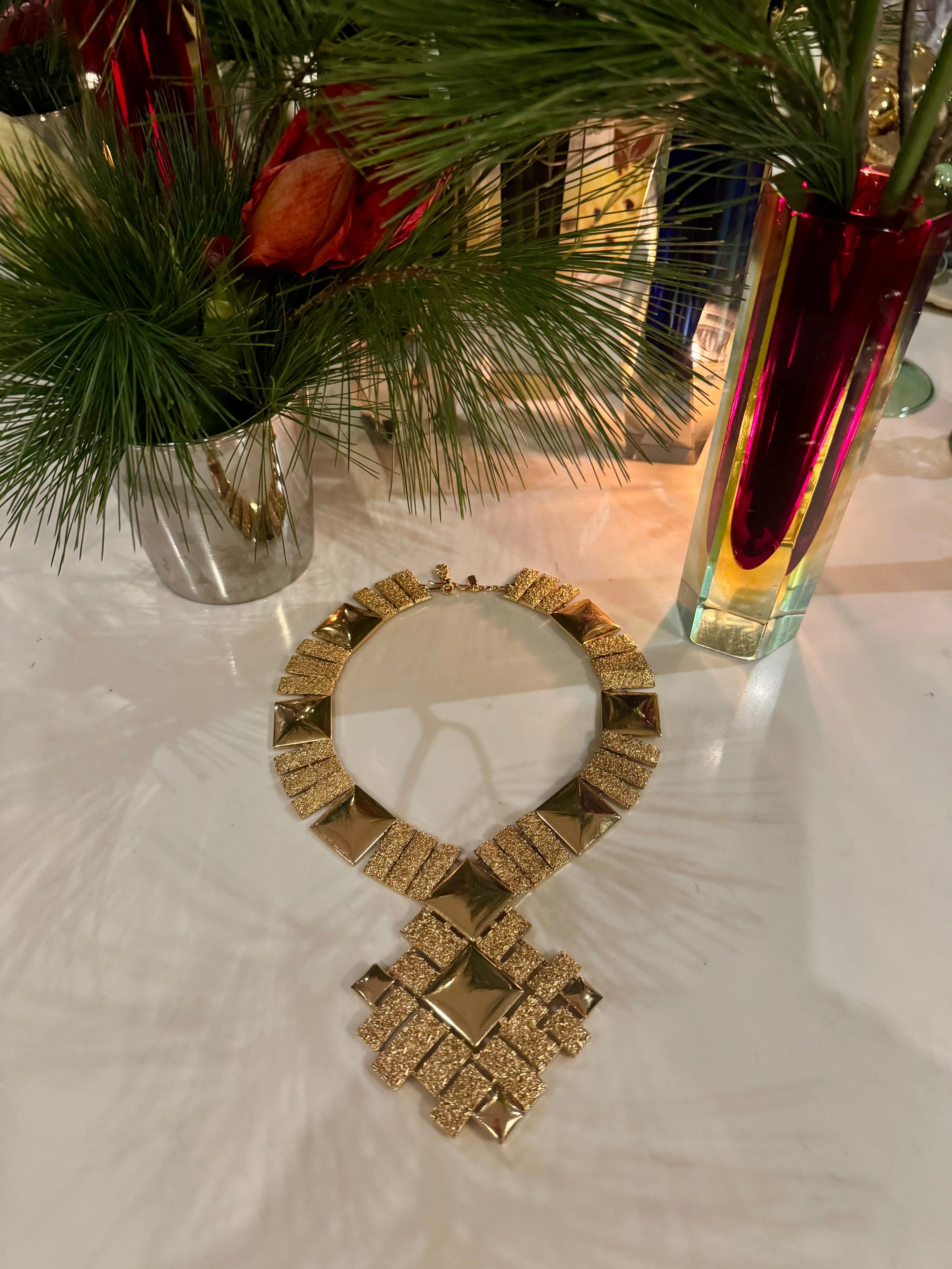 Monet, signed 60s gold articulated necklace