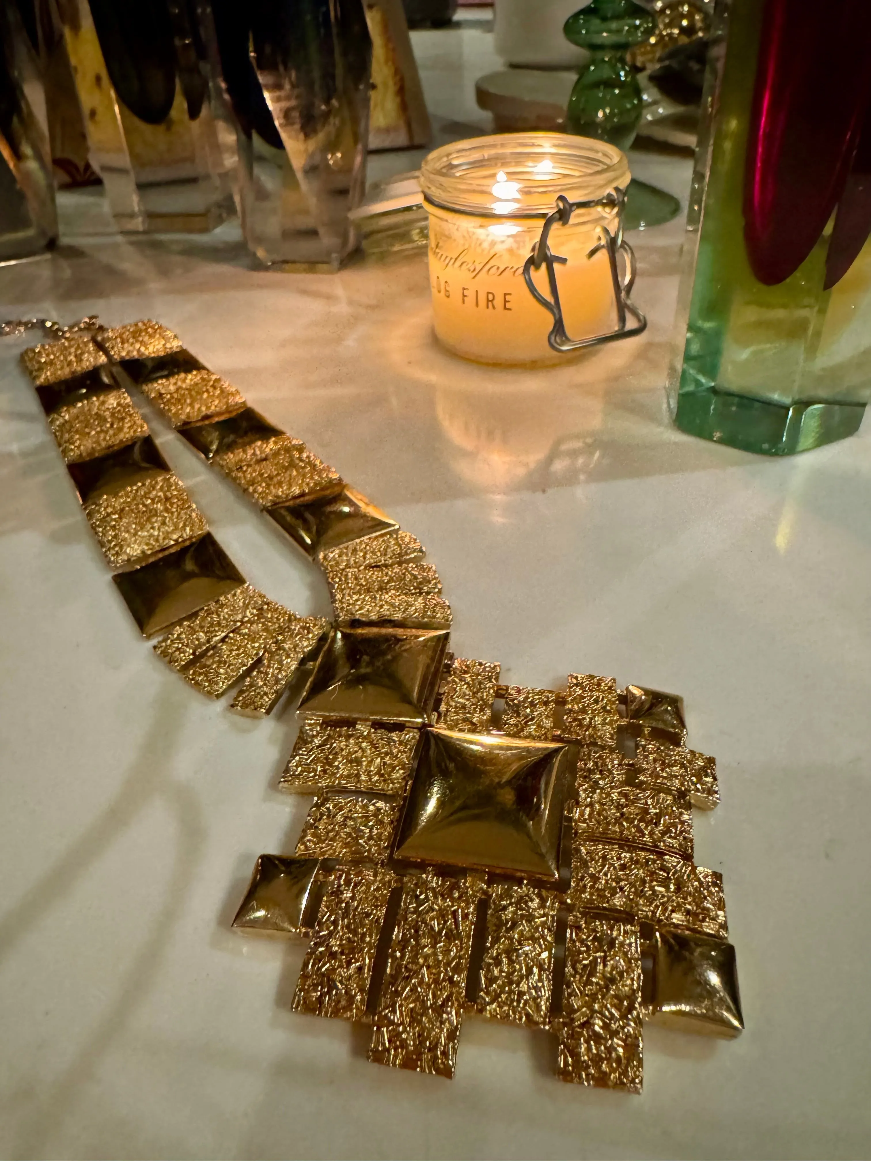 Monet, signed 60s gold articulated necklace