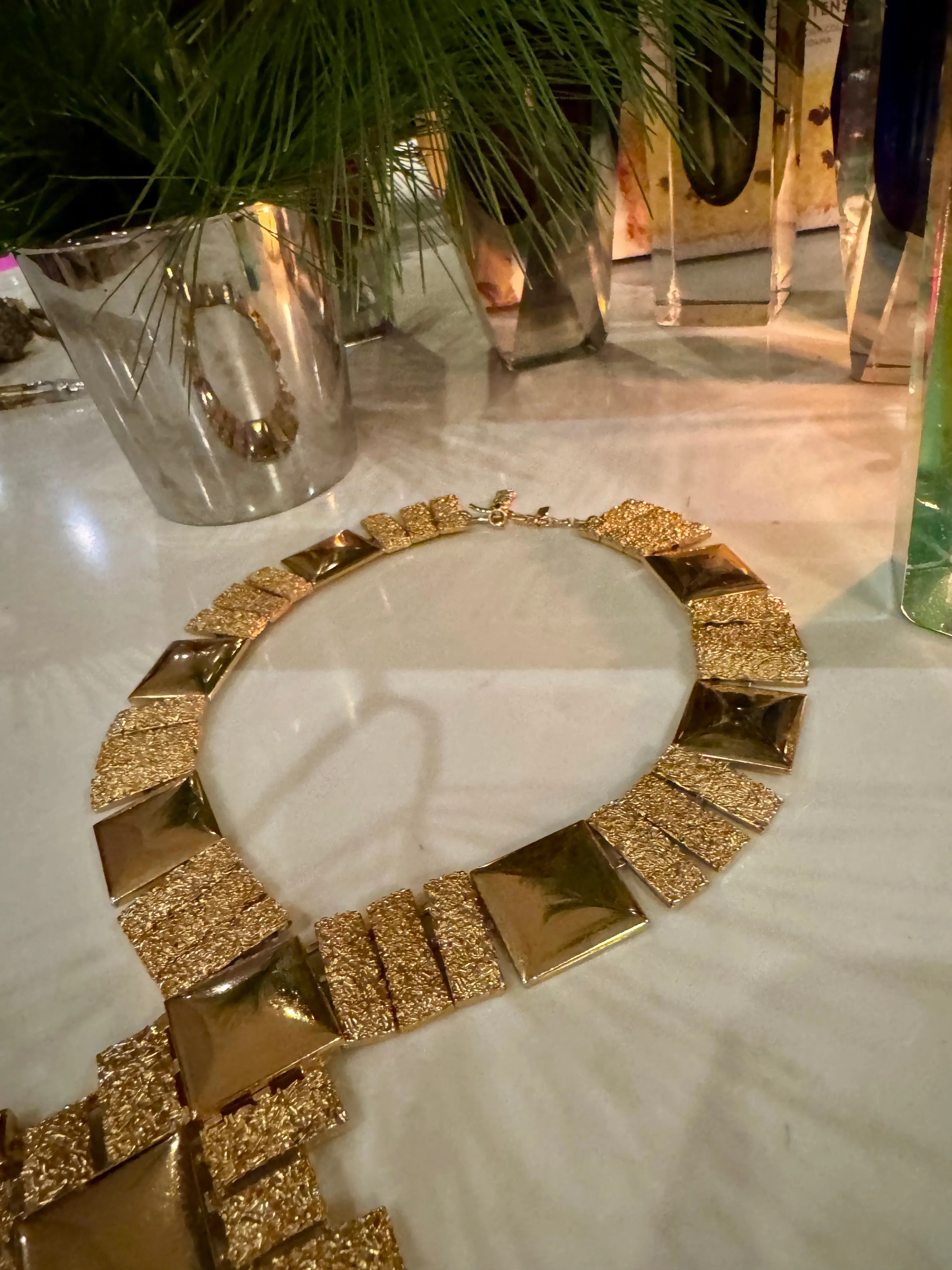 Monet, signed 60s gold articulated necklace