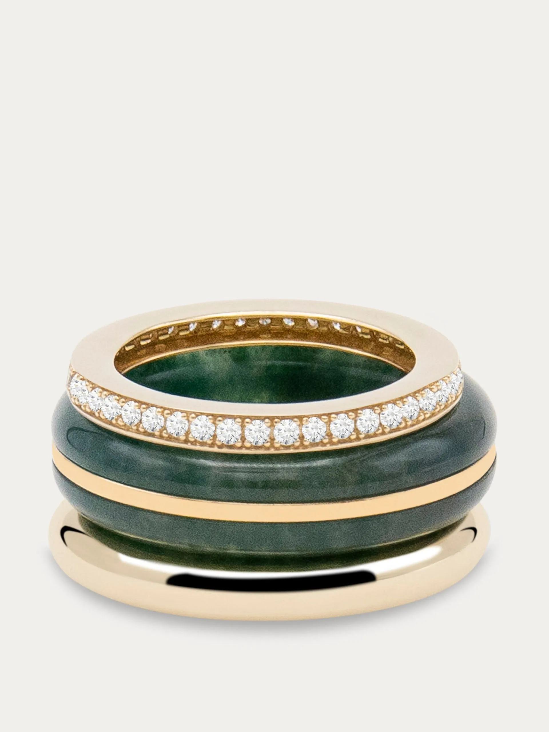Moss agate classing stacking ring