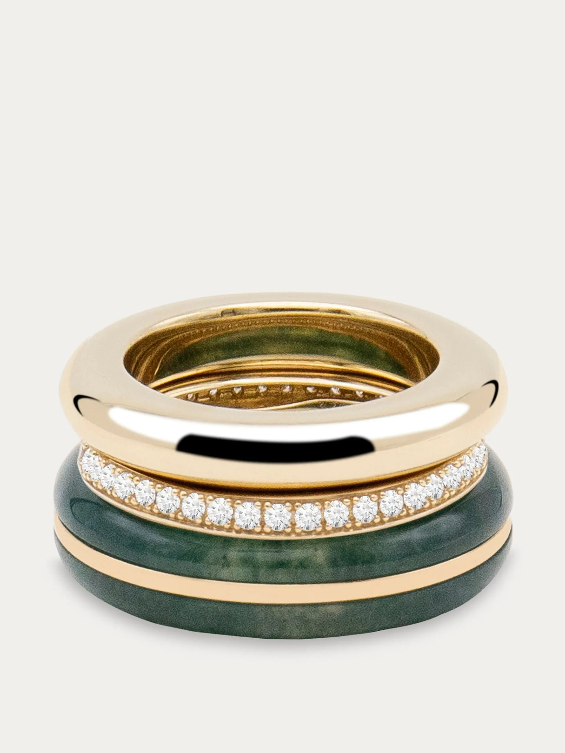 Moss agate classing stacking ring