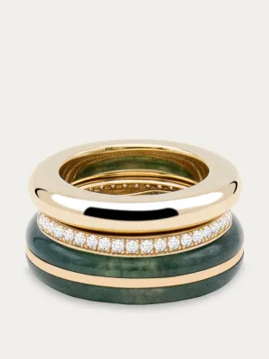 Moss agate classing stacking ring