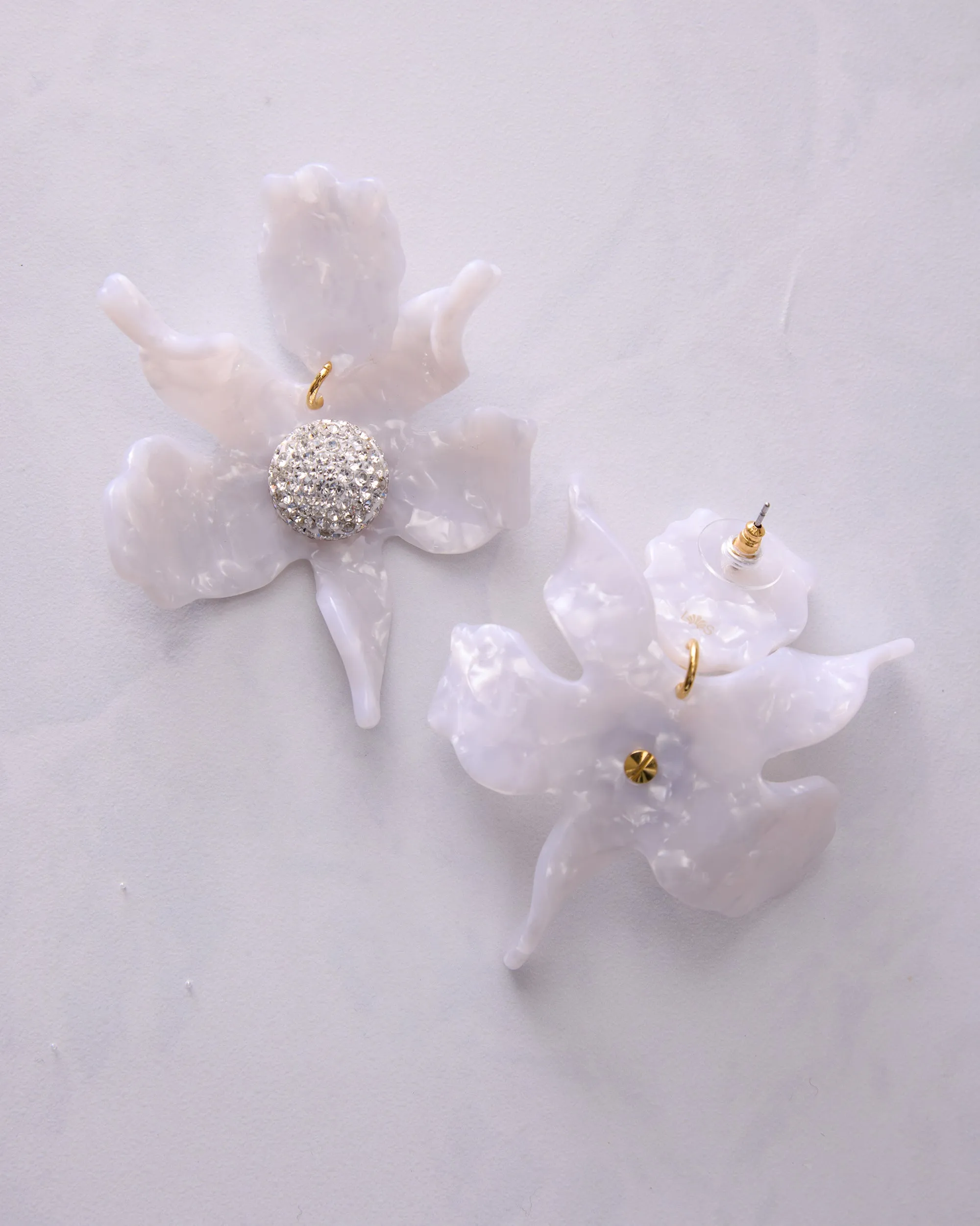 Mother of Pearl - Crystal Lily Earrings - Lele Sadoughi