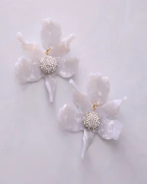 Mother of Pearl - Crystal Lily Earrings - Lele Sadoughi