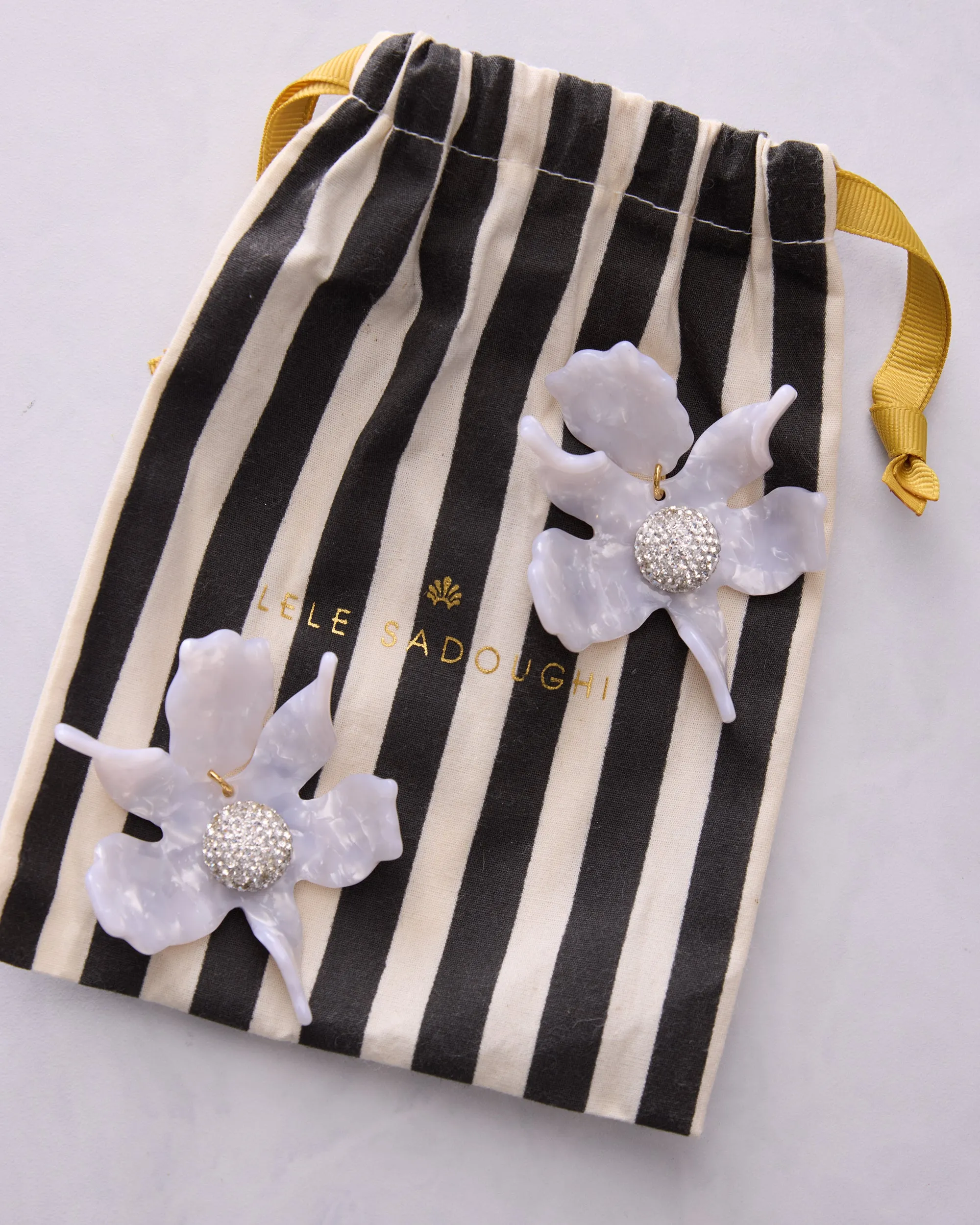 Mother of Pearl - Crystal Lily Earrings - Lele Sadoughi