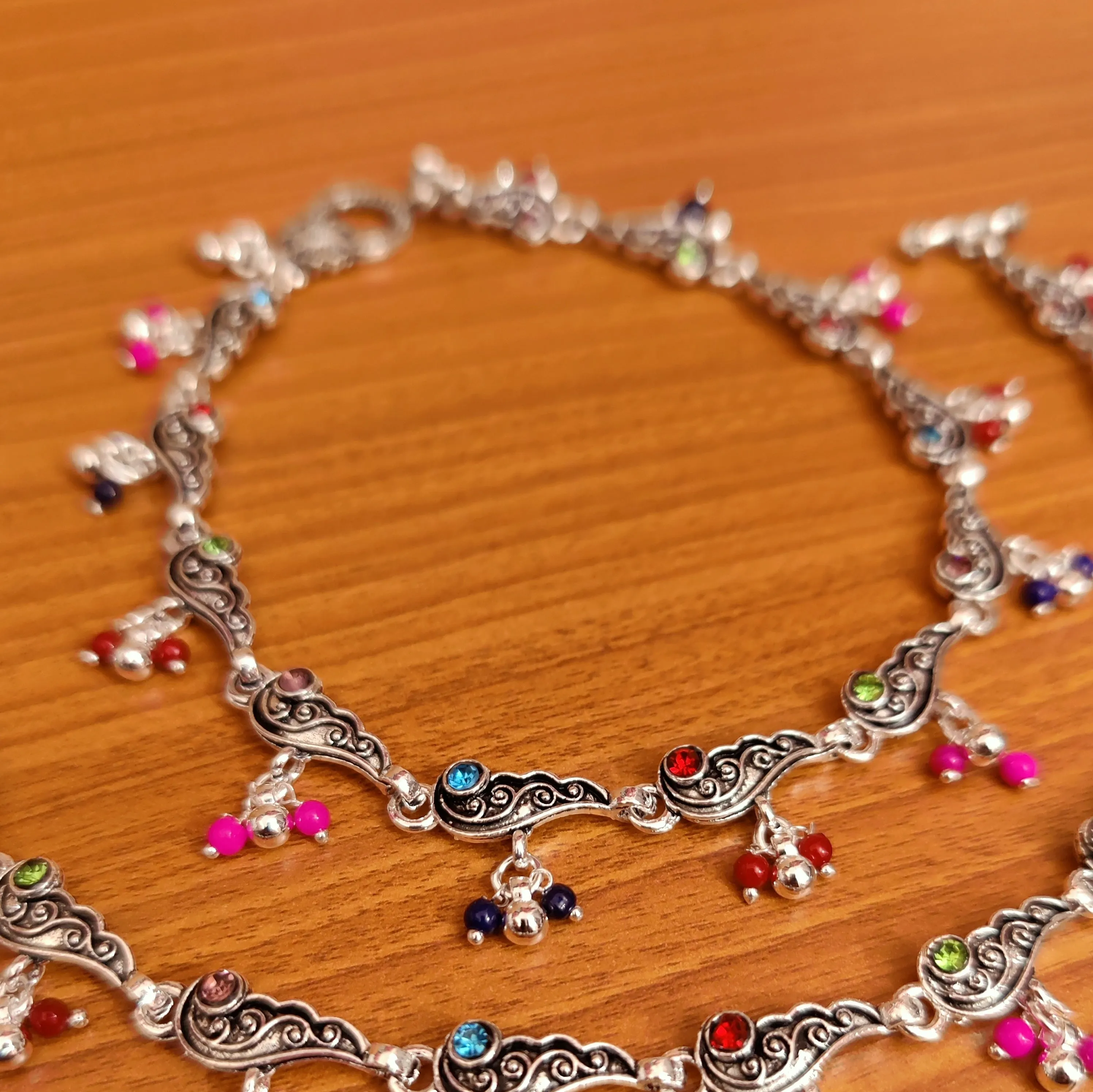 MULTICOLOUR ANTIQUE LOOK ZIRCON ANKLETS
