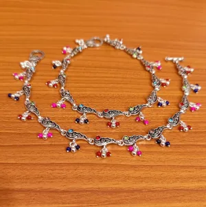 MULTICOLOUR ANTIQUE LOOK ZIRCON ANKLETS