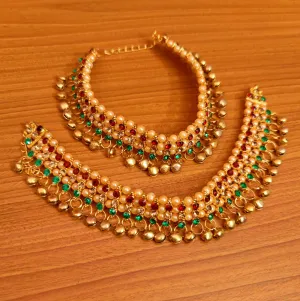 MULTICOLOUR PEARL & ZIRCON ANKLETS