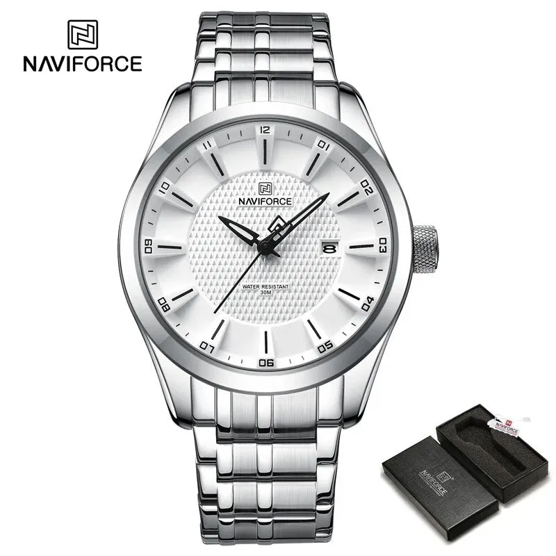 NAVIFORCE 8032 New Design Men Luxury Watches Simple Fashion Wristwatch Casual Male Quartz Stainless Steel Strap Clock Reloj Hombre