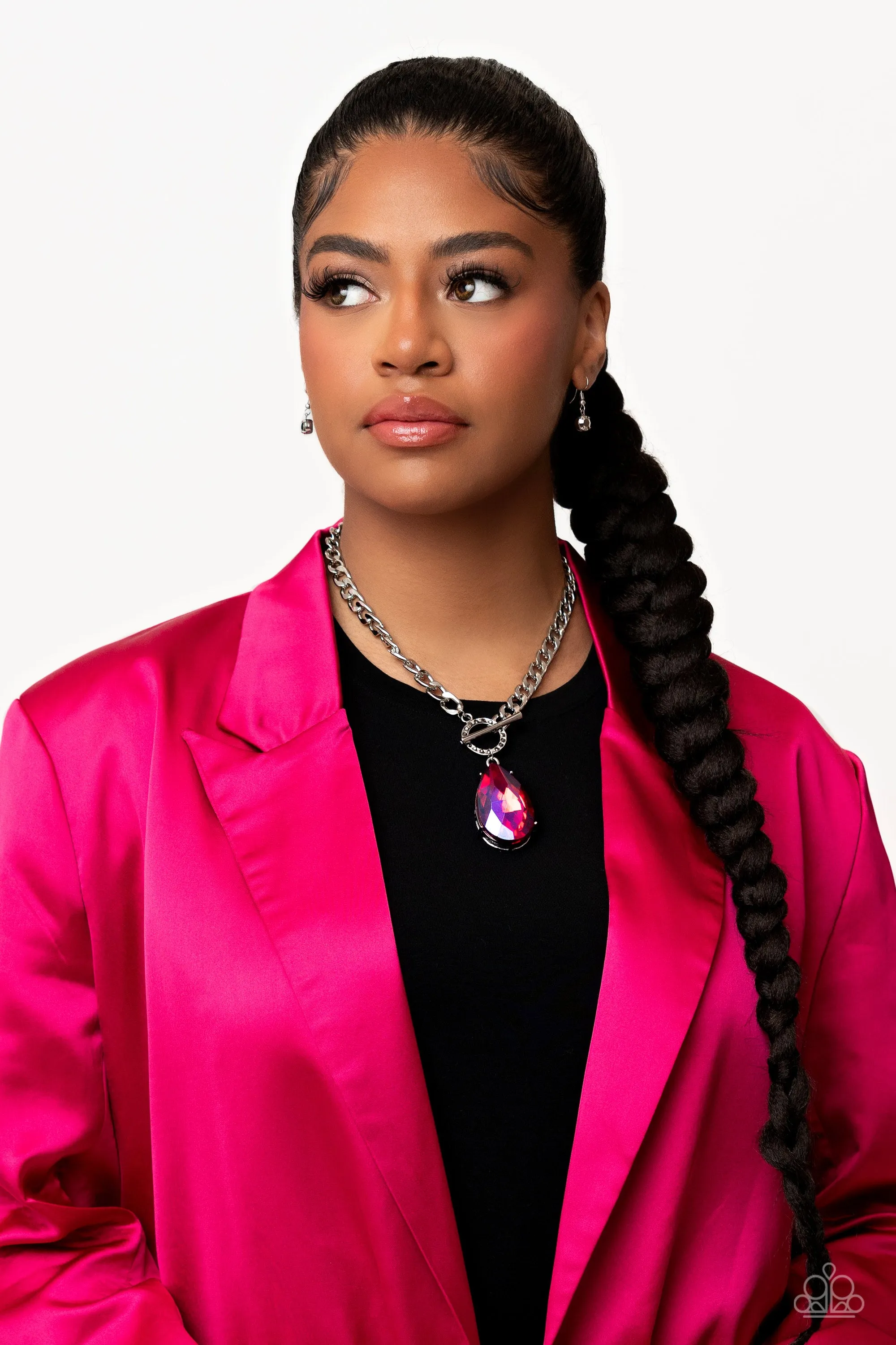 Open Door Jewelry - Edgy Exaggeration - Pink Necklace - Paparazzi Accessories