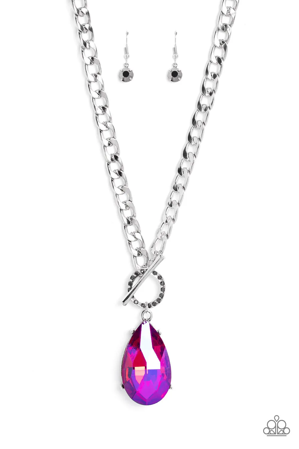 Open Door Jewelry - Edgy Exaggeration - Pink Necklace - Paparazzi Accessories