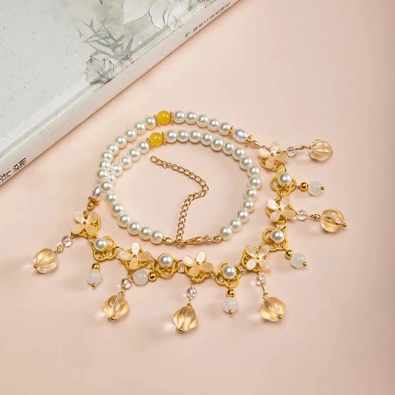 Osmanthus Sweet Wine 桂花甜酒 Necklace Bracelet Jewelry Set